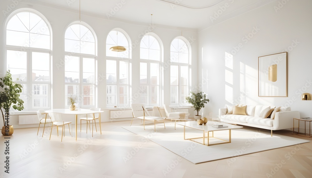 white and gold theme interior modern minimalism photo realism white and gold theme interior modern minimalism photo realism