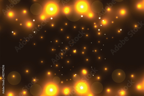 Vector gold bokeh circle lights blurred gradient style background © jadamprostore