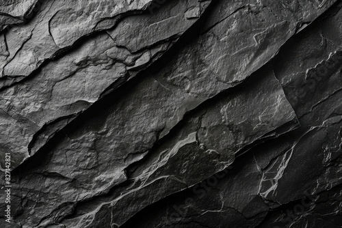 Black rock texture background, dark stone surface with rough lines for design. Created with Ai