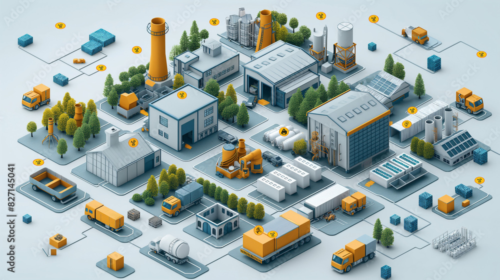 An isometric illustration depicting a global supply chain network with a focus on eco-friendly practices and logistics optimization. An isometric illustration depicting a global supply chain network with a focus on eco-friendly practices and logistics optimization.
