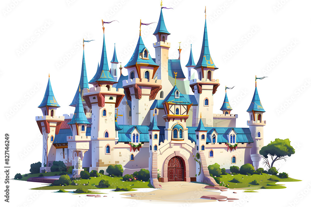 beautiful royal castle palace vector 3d rendering white background