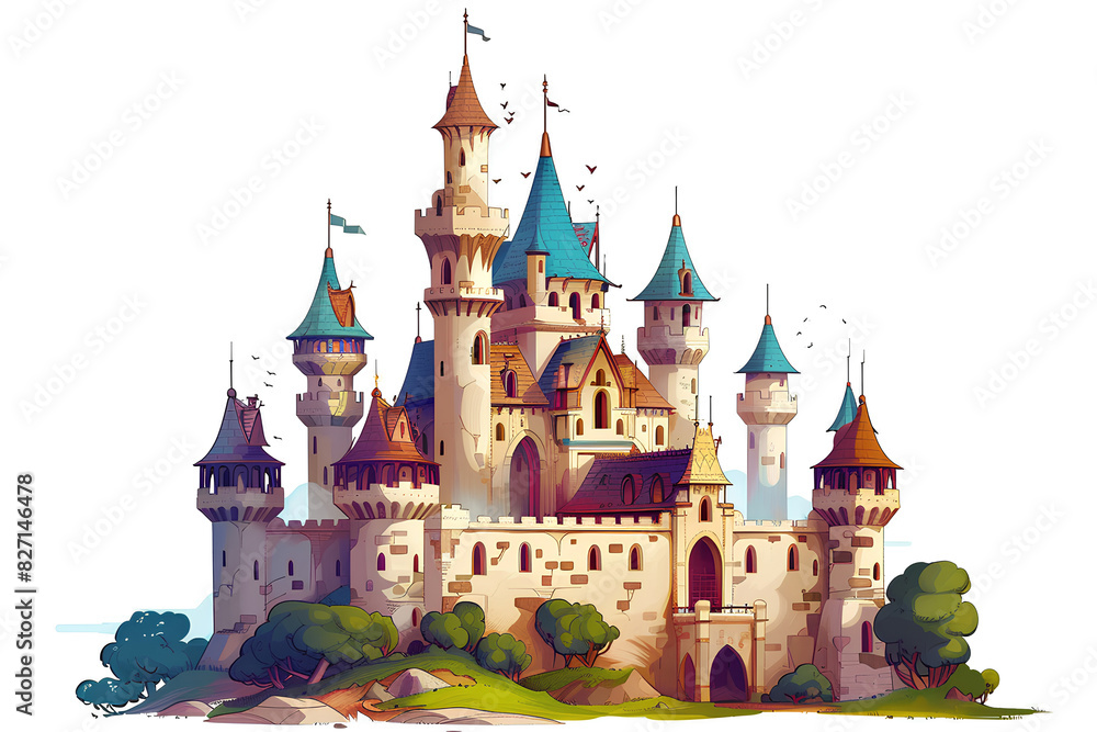 beautiful royal castle palace vector 3d rendering white background