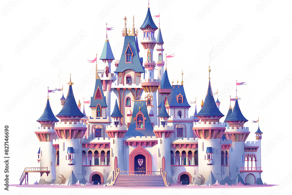 beautiful royal castle palace vector 3d rendering white background