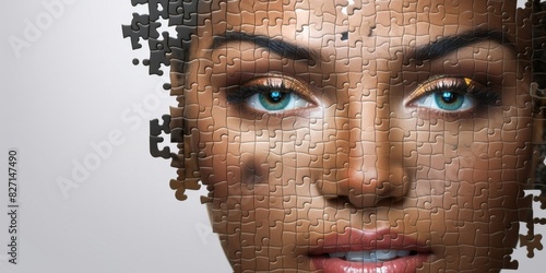 jigsaw puzzle of multi-ethnic female face photo