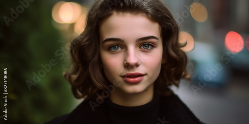 portrait of young beautiful girl, wide photography.