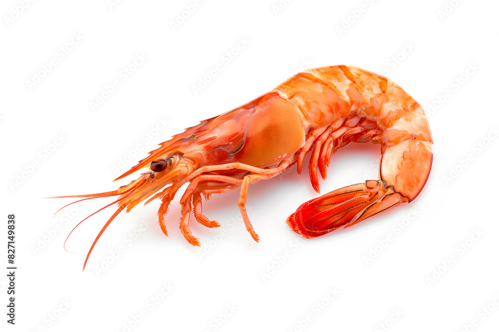 Red cooked tiger king prawn or shrimp isolated on white background with clipping path Red cooked tiger king prawn or shrimp isolated on white background with clipping path