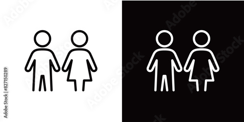 シンプルな男女の子供のラインアイコン