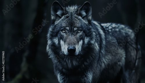 A wolf is staring at the camera with its mouth open