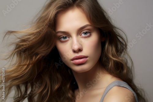 close up portrait of a beautiful long haired woman