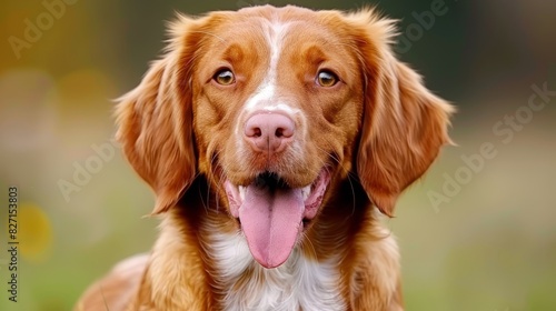  A close-up of a dog's tongue-out face with its tongue hanging out