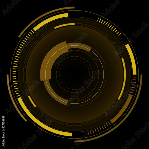 a black and yellow circle with a yellow line around it.