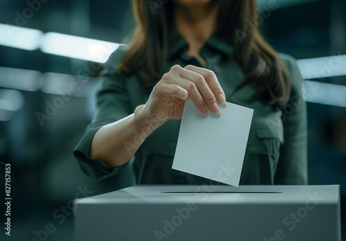 Close-up view of a person placing a vote in a ballot box, symbolizing an individual's right to participate in elections