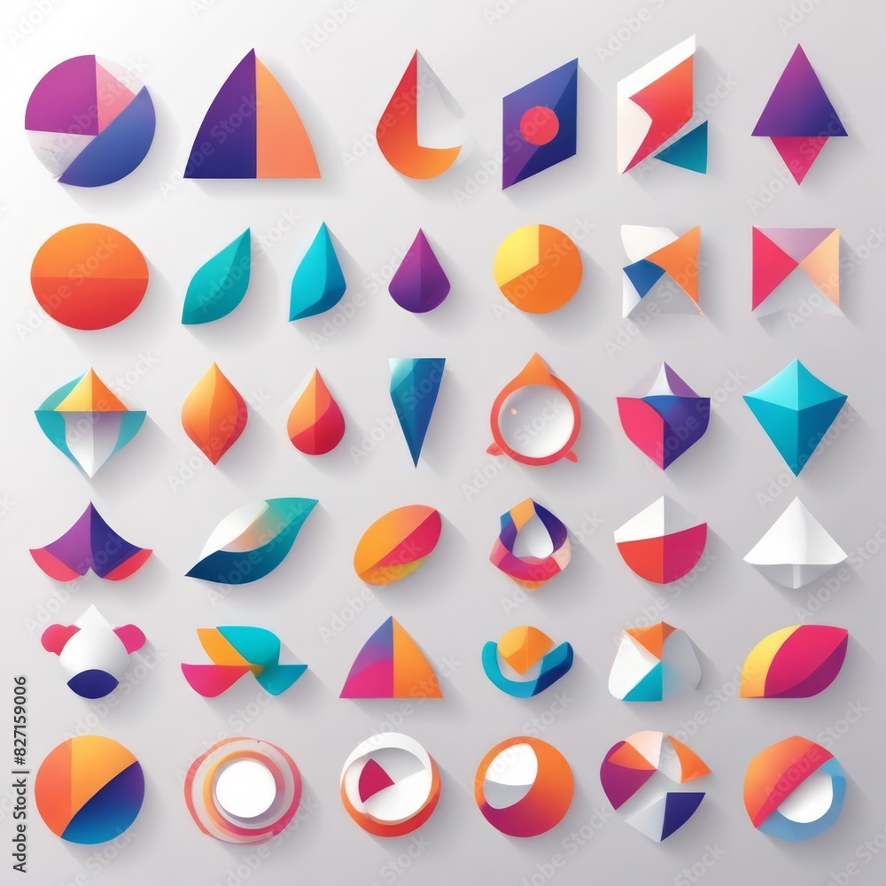 set of abstract shapes vector on white background set of abstract shapes vector on white background