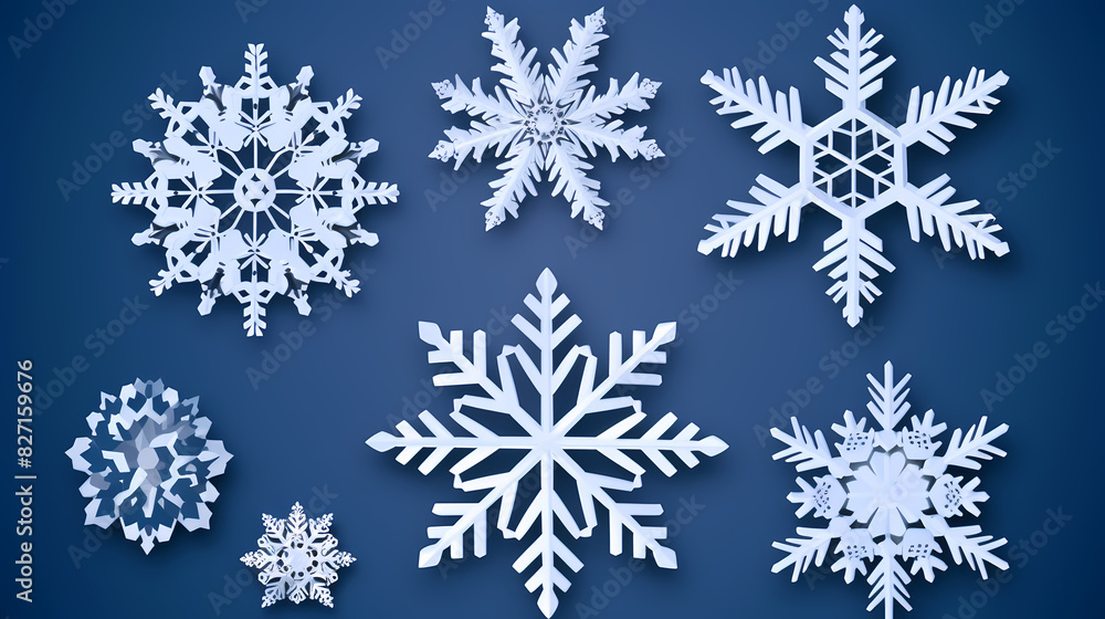 Beautiful set white snowflakes on a blue background for winter design.Vector illustration decor Beautiful set white snowflakes on a blue background for winter design.Vector illustration decor