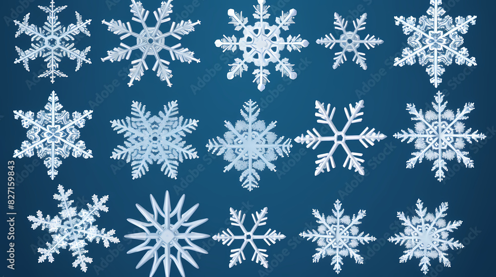 Beautiful set white snowflakes on a blue background for winter design.Vector illustration decor Beautiful set white snowflakes on a blue background for winter design.Vector illustration decor