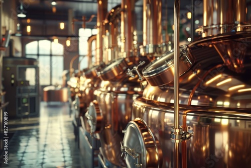 Craft Brewery with Copper Tanks  Artisanal beverage production and the craft beer boom photo