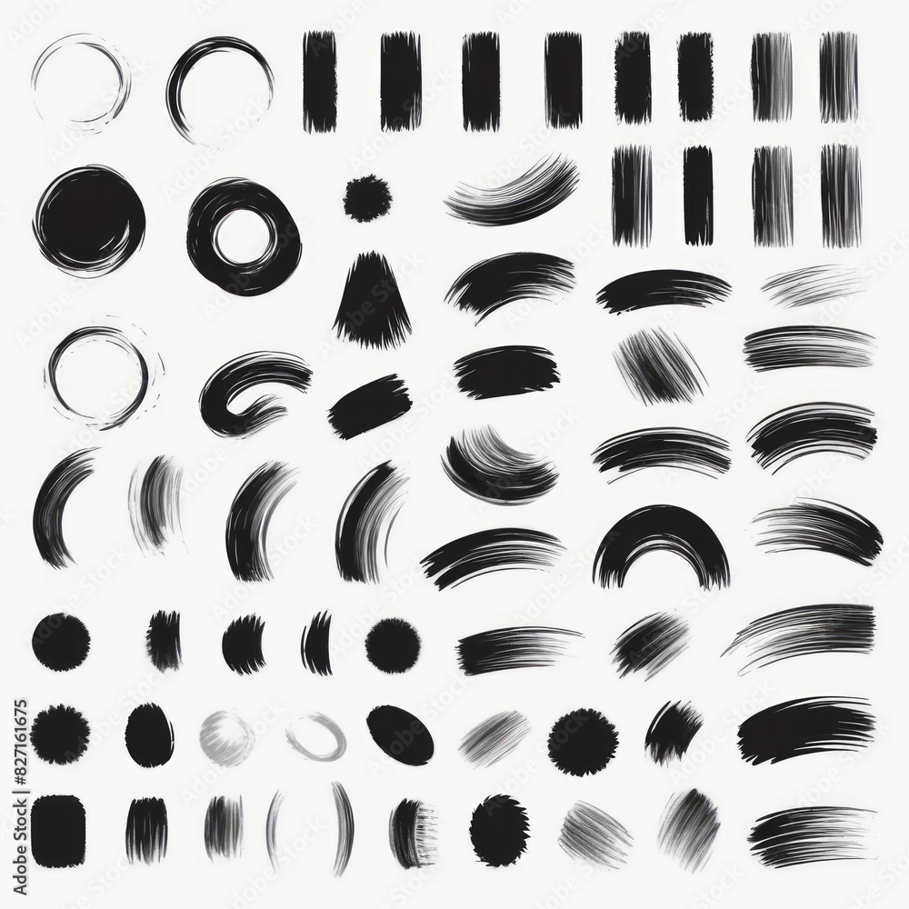 Fototapeta premium set of brush shapes vector on white background