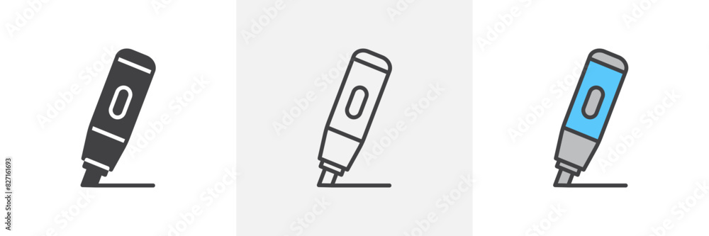 Highlighter icon set. Vector symbol of highlight pen or marker in office stationery. Highlighter icon set. Vector symbol of highlight pen or marker in office stationery.
