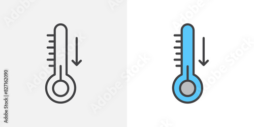 Low Temperature graphics. Low thermometer vector. Cool temperature symbol.