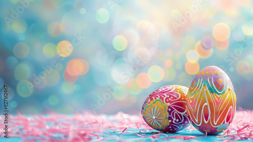 Painted Easter Eggs: Vibrant Background
