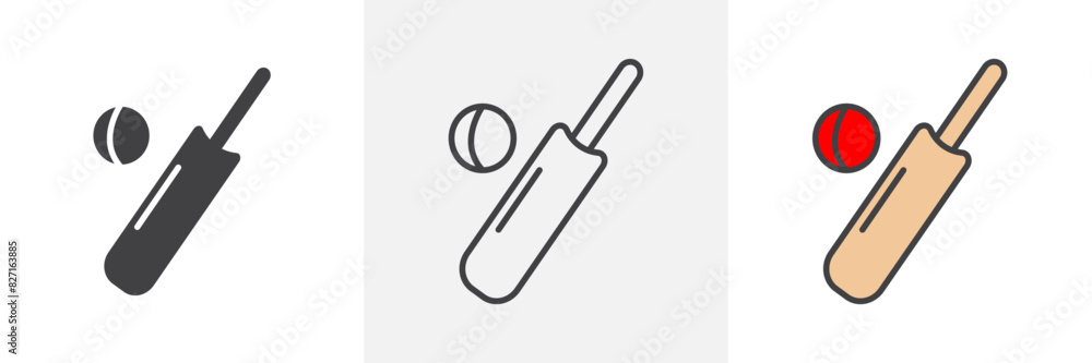 Cricket vector set. Cricket bat and ball graphic. Cricket game icon. Cricket vector set. Cricket bat and ball graphic. Cricket game icon.