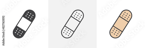 Band aid vector set. Injury bandage graphic. Medical plaster icon. Medical patch graphic. photo