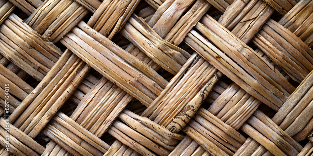 Close up of natural brown wicker basket netting Close up of natural brown wicker basket netting