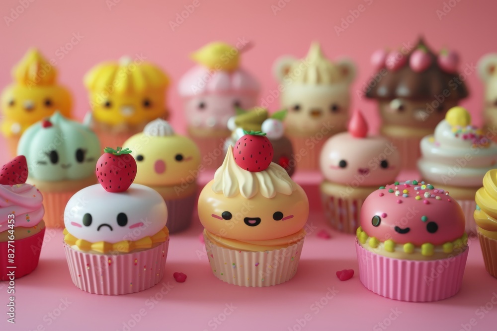 Delight your audience with a collection of CG 3D Kawaii Cupcake Characters! Each cupcake bursts with personality Delight your audience with a collection of CG 3D Kawaii Cupcake Characters! Each cupcake bursts with personality