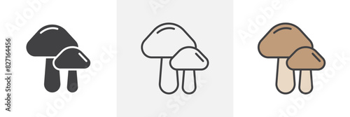 Mushroom vector set. Simple shiitake mushroom graphic. Fungi icon.