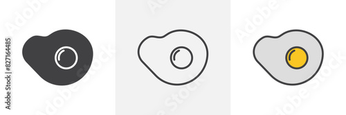 Egg fried vector set. Breakfast delicious omelette graphic. Scrambled omelet icon.