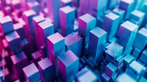 Blue and pink cubes on the background. Cubo-futurism. Structural boards in soft neon color. Backgrounds concept.