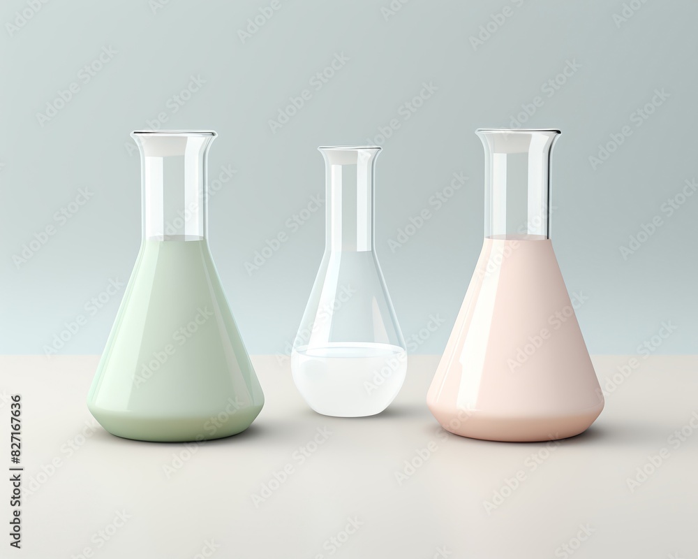 Beakers on a clean background. Perfect for scientific research, laboratory experiments, and medical use. Beakers on a clean background. Perfect for scientific research, laboratory experiments, and medical use.