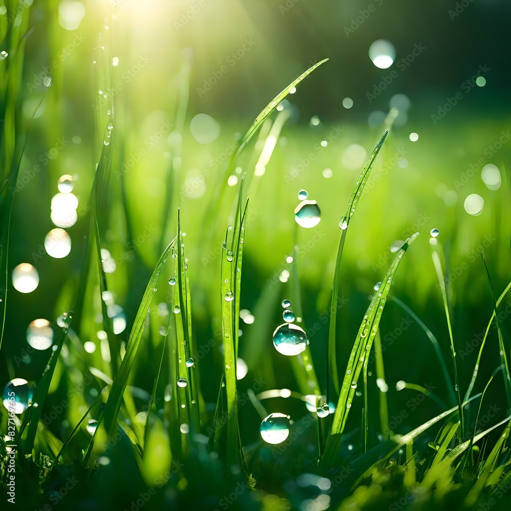 Fototapeta premium dew drops on grass