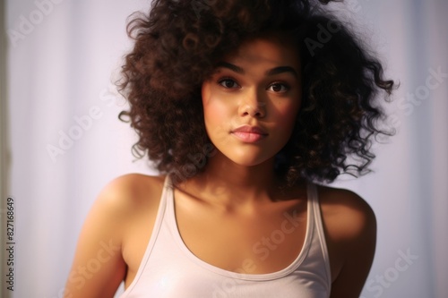 beautiful young multiracial woman posing and being silly  thinking and looking off camera