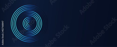 Abstract music background with bold look concentric circles  featuring vector graphics of sound waves. Blue green color ring and spinning circle target add.