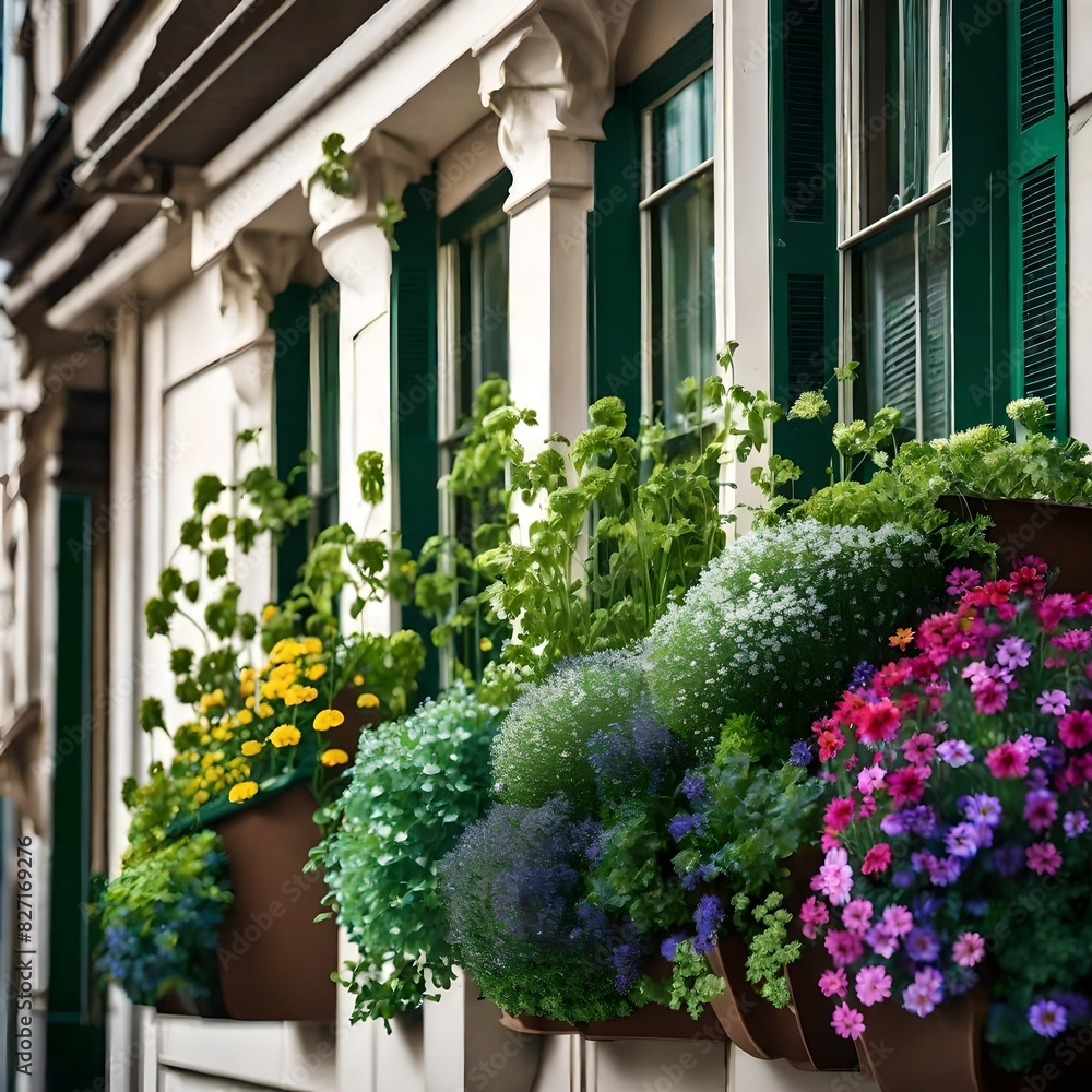 balcony with flowers in pots balcony with flowers in pots