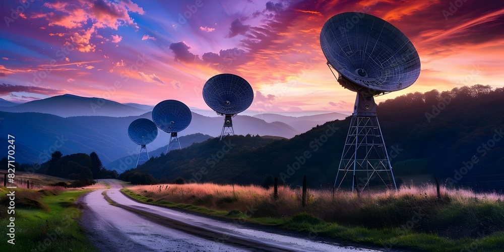 Unveiling Mysteries of Space: Radiotelescopes Capture Cosmic Wonders on Earth's Observatory. Concept Space Exploration, Radiotelescopes, Cosmic Wonders, Earth's Observatory, Mysteries of Space Unveiling Mysteries of Space: Radiotelescopes Capture Cosmic Wonders on Earth's Observatory. Concept Space Exploration, Radiotelescopes, Cosmic Wonders, Earth's Observatory, Mysteries of Space