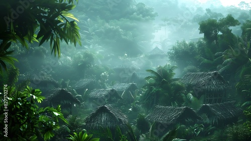 A tribal village deep in the rainforest