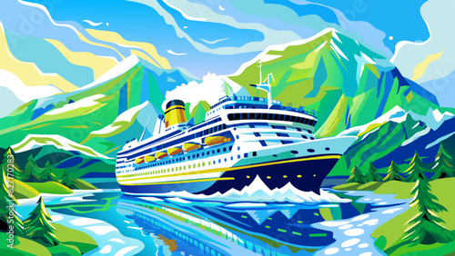 Cruise Ship Adventure in Scenic Mountainous Landscape