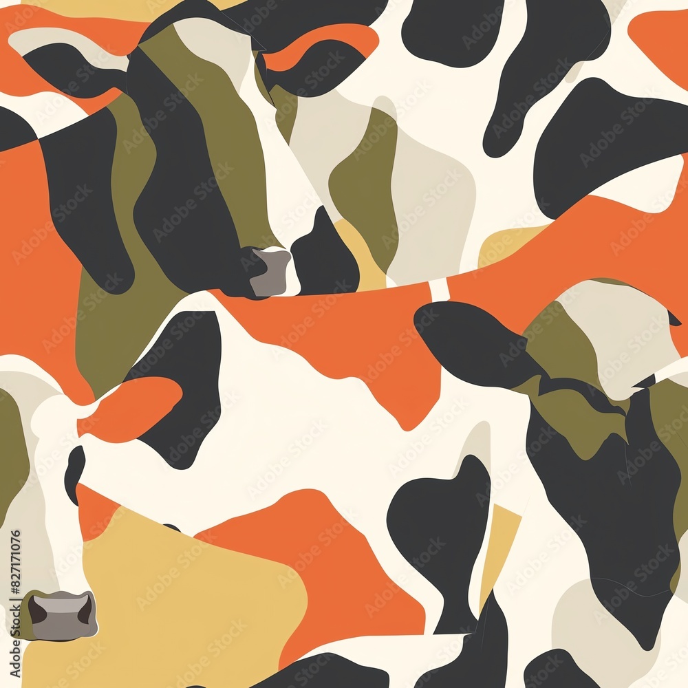Artistic rendering of classic cow print in an abstract composition, suitable for modern art projects and creative designs Artistic rendering of classic cow print in an abstract composition, suitable for modern art projects and creative designs