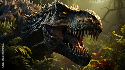 Dinosaur world  prehistoric atmosphere with realistic models and dynamic lighting