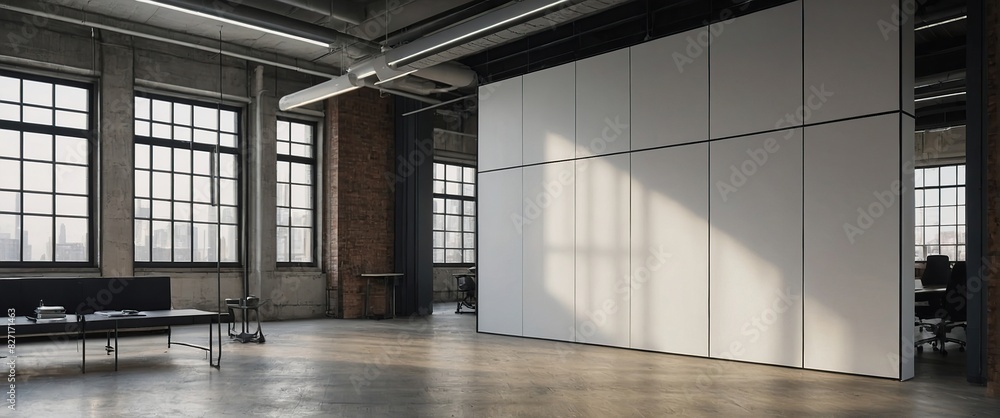 White open space office corner with mock up wall White open space office corner with mock up wall