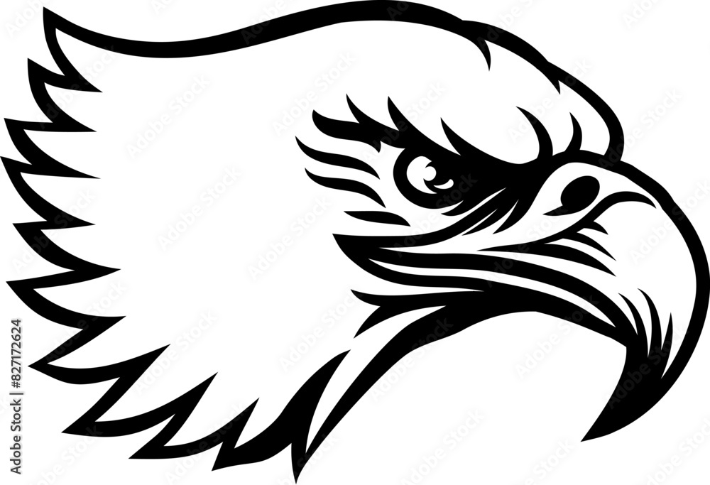 Bald eagle, hawk or falcon bird of prey face head mascot bird illustration