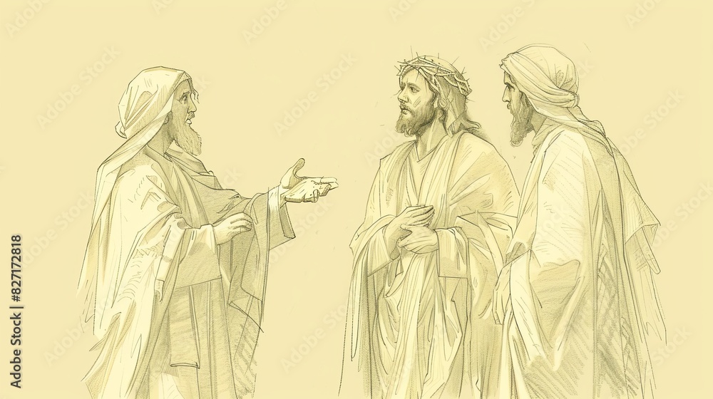 Biblical Illustration Of Jesus Appearing To Disciples On Road To Emmaus