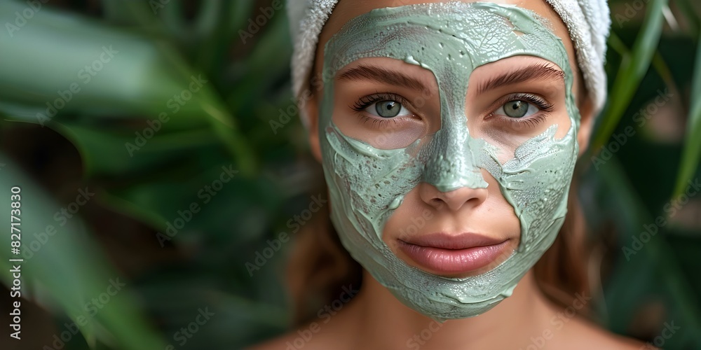 Woman indulging in spa treatment with face mask for self-care and skincare. Concept Self-care Rituals, Spa Treatments, Skincare Routine, Facial Mask, Relaxation Techniques Woman indulging in spa treatment with face mask for self-care and skincare. Concept Self-care Rituals, Spa Treatments, Skincare Routine, Facial Mask, Relaxation Techniques