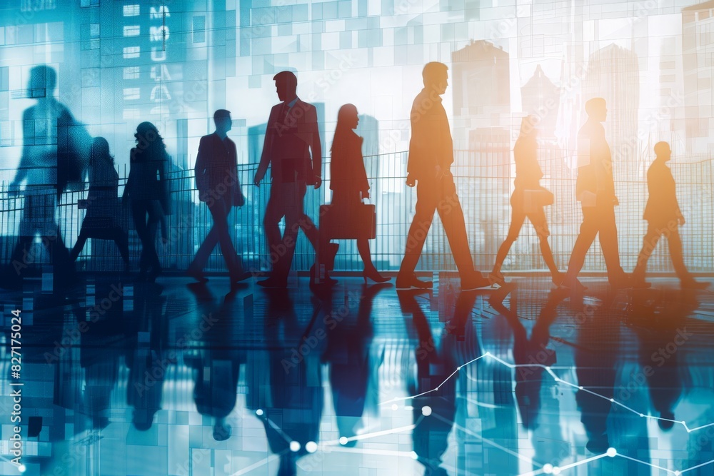 Imaginative visual of business people and financial firms staff . Concept of human resources , enterprise resource planning ERP and digital technology Imaginative visual of business people and financial firms staff . Concept of human resources , enterprise resource planning ERP and digital technology
