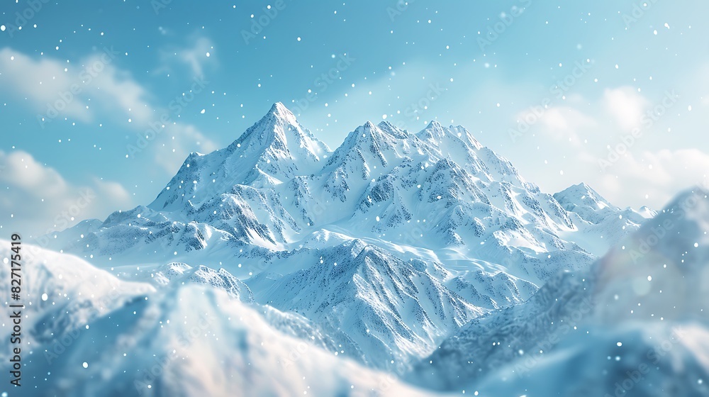 A snowy mountain range with a clear sky