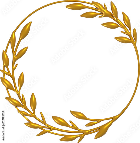 3D Gold Wreath Illustration Element