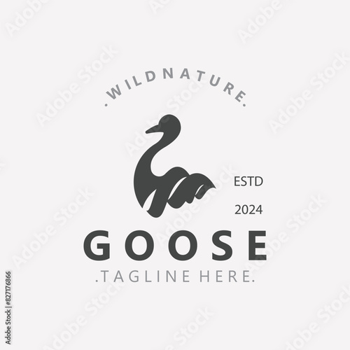 Animal Goose bird nature logo with modern style inspiration. premium design