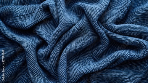 Soft fleecy navy blue fabric background with a textured close up appearance